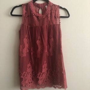Pink Lace Tank Top
